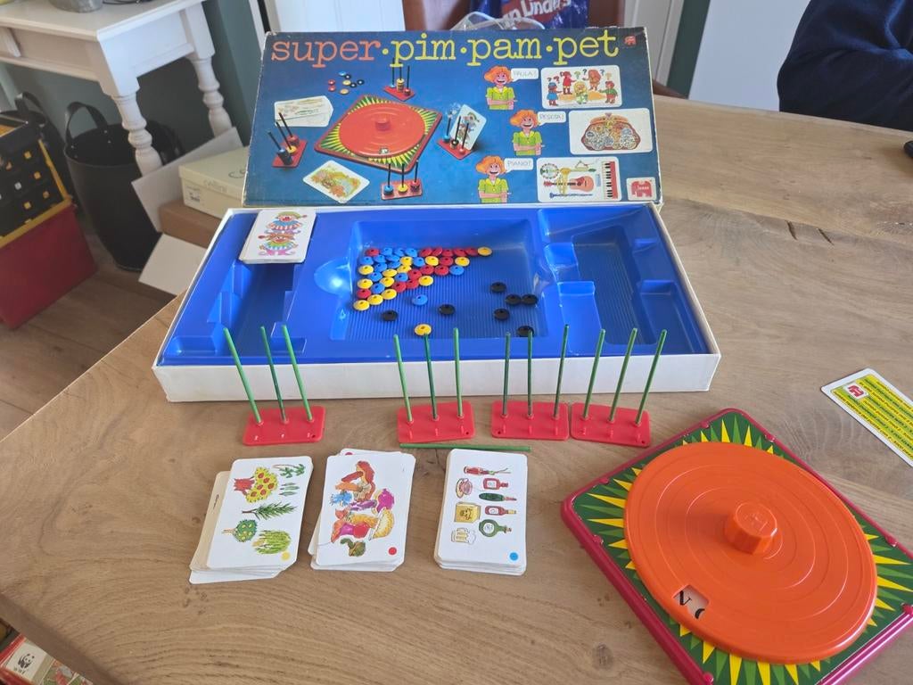 Vintage Super Pim Pam Pet (Jumbo 1978), Hobby en Vrije tijd, Gezelschapsspellen | Bordspellen, Drie of vier spelers, Ophalen of Verzenden