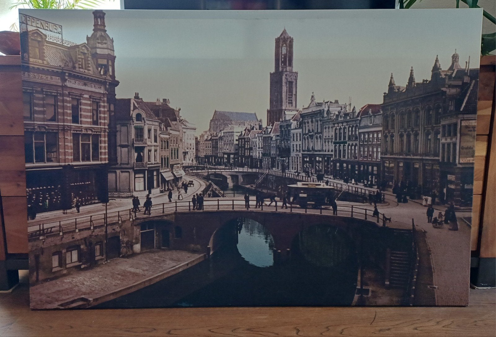 Canvas Utrecht Oude Gracht Trambaan (ca. 1900), Ophalen, Gebruikt, 125 cm of meer, Print