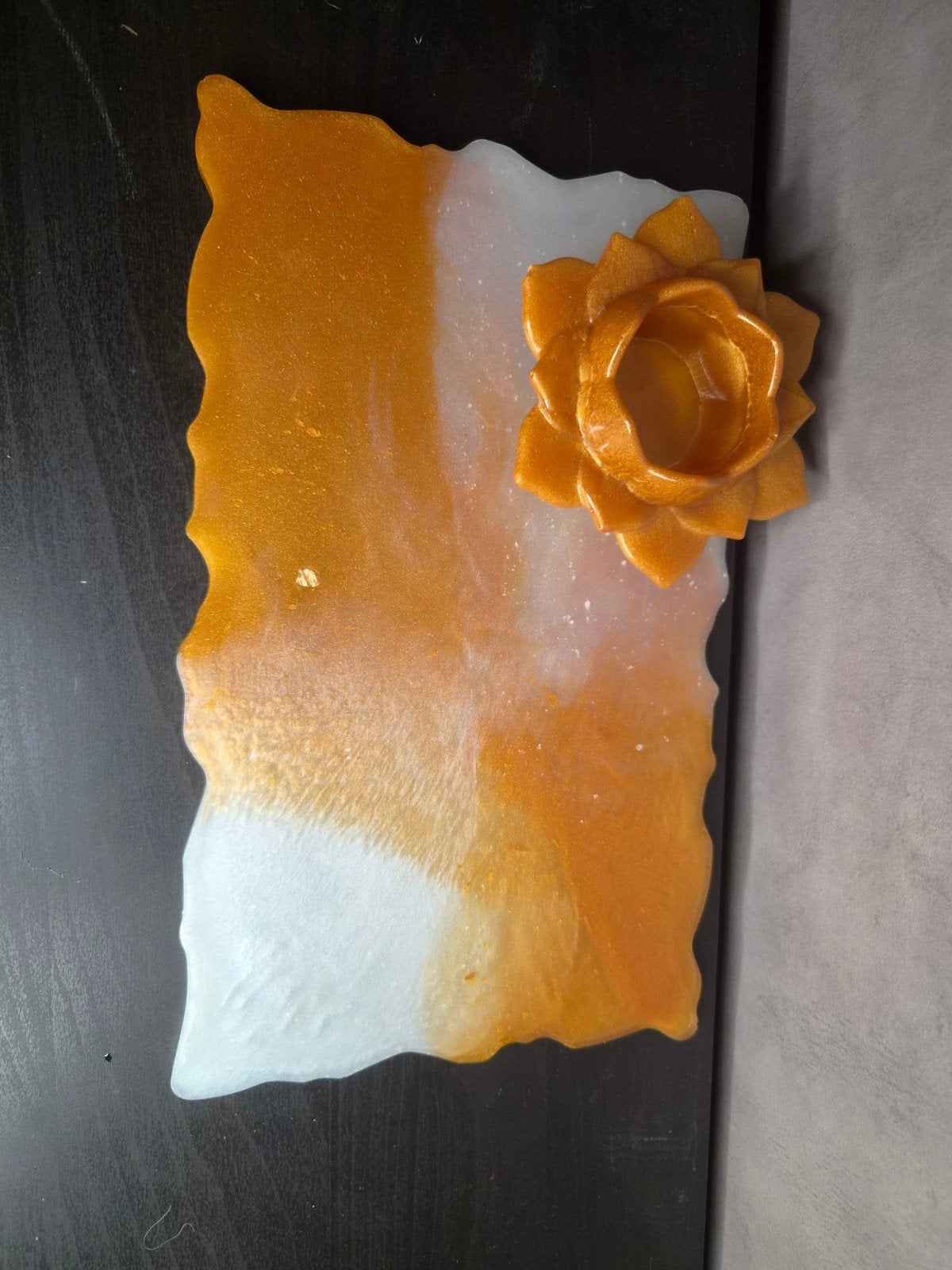 Epoxy setje - Dienblad met theelichthouder, Ophalen of Verzenden, Nieuw, Meerkleurig, Kunststof