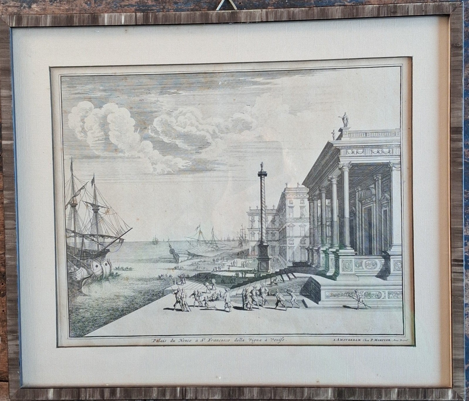 Stadsgravure. Ca 1800. Francesco della vigna a Venife., Antiek en Kunst, Ophalen, 34 cm, 1800 - 1899, Ets