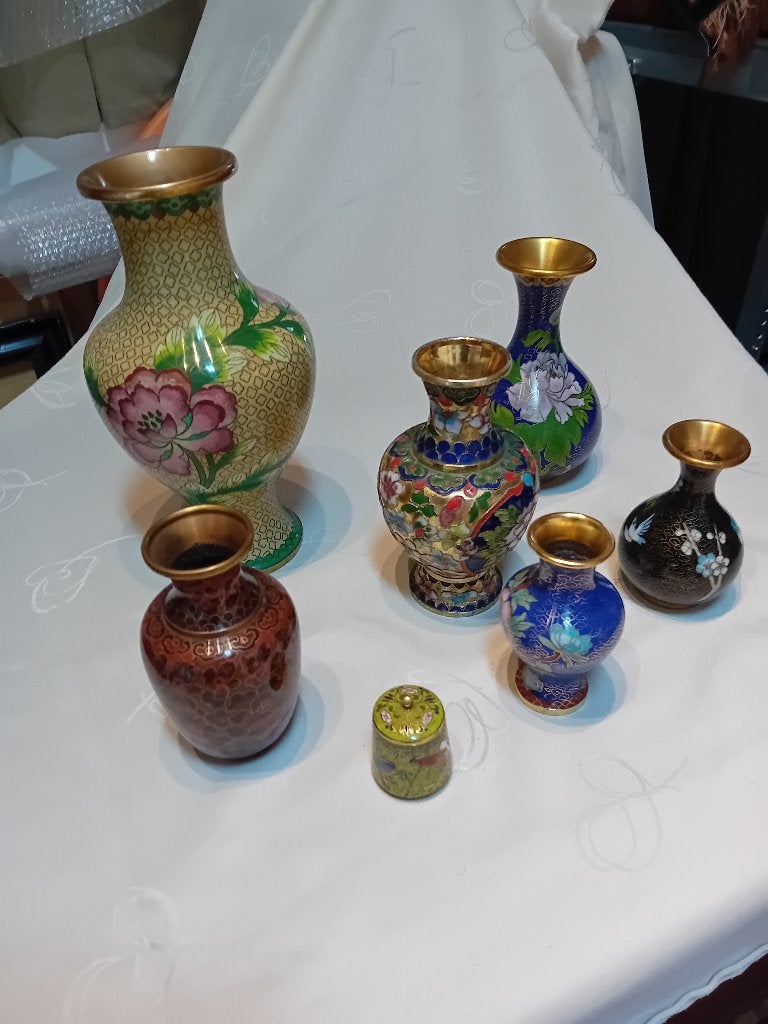 LOT antiek Chinese cloisone vaasjes, Ophalen of Verzenden