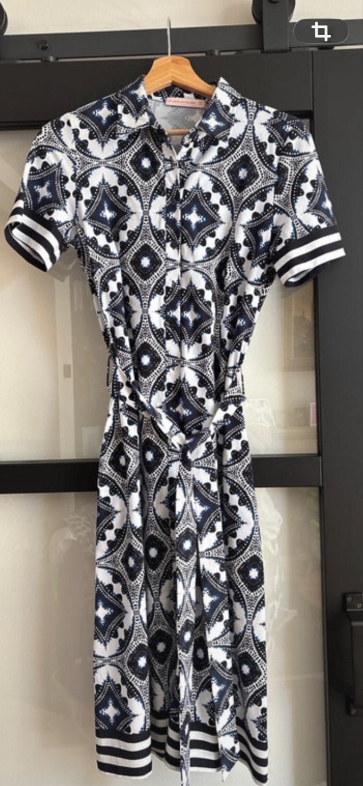Studio Anneloes Zomerjurk met print en ceintuur, Meerkleurig, Ophalen of Verzenden, Zo goed als nieuw, Knielengte