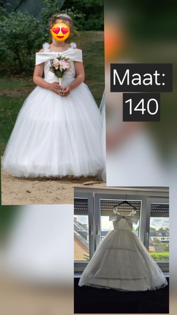 Prachtige Witte Communiejurk / Feestjurk Maat 140, Ophalen of Verzenden, Zo goed als nieuw, Meisje, Jurk of Rok