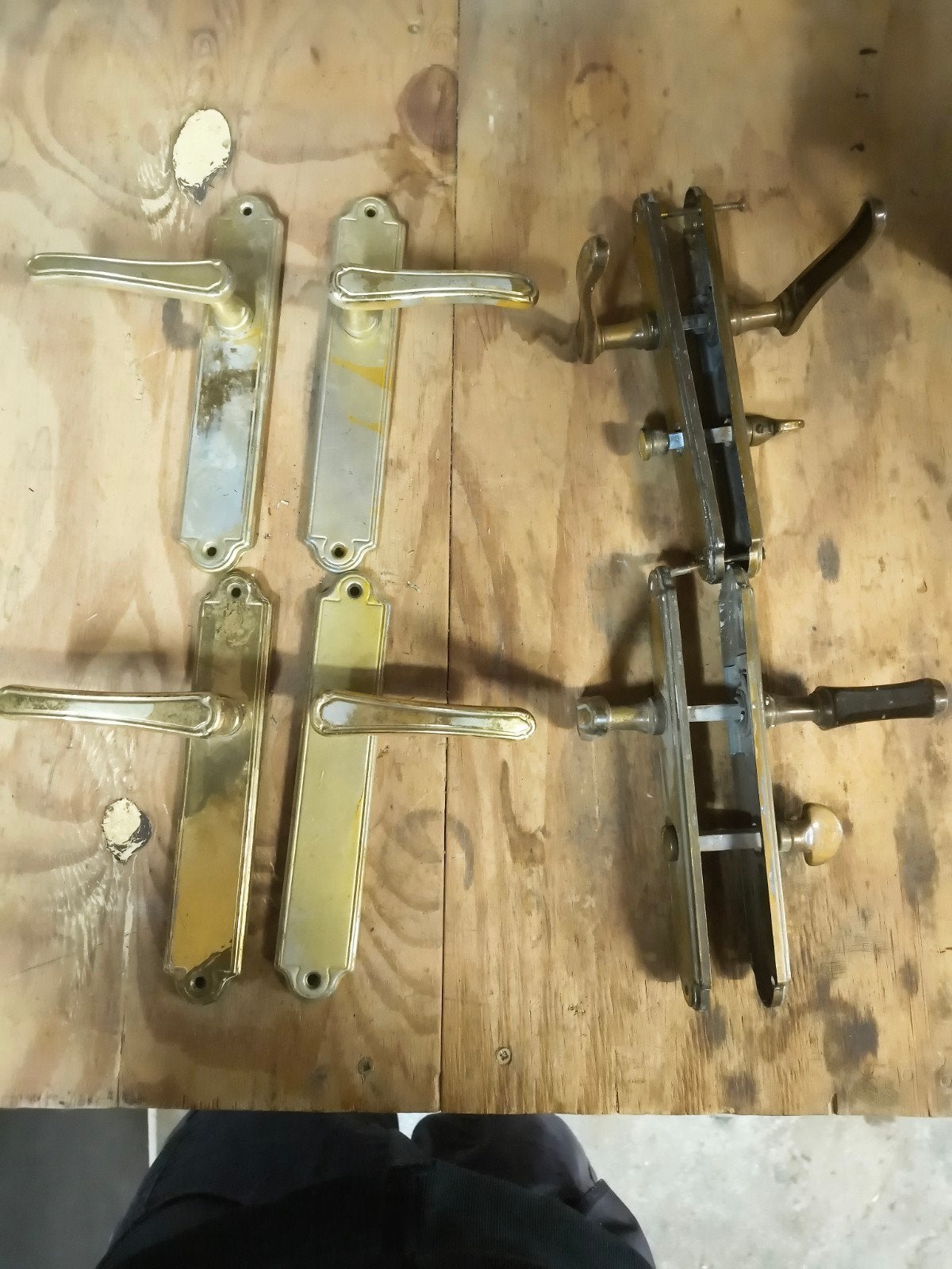 Deurbeslag: 2x Toilet/Badkamer, 2x Tussendeur, Ophalen of Verzenden, Gebruikt, Koper of Messing, Klink of Kruk
