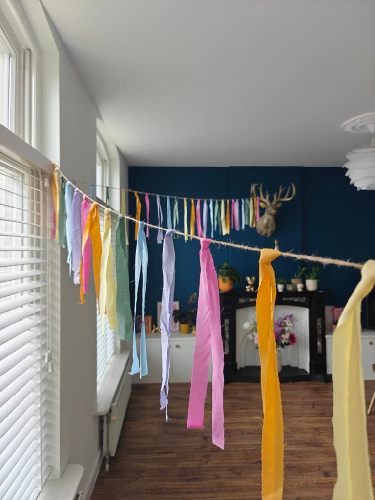 Pastel regenboog slingers, duurzame versieringen handgemaakt, Ophalen of Verzenden, Nieuw, Versiering, Verjaardag