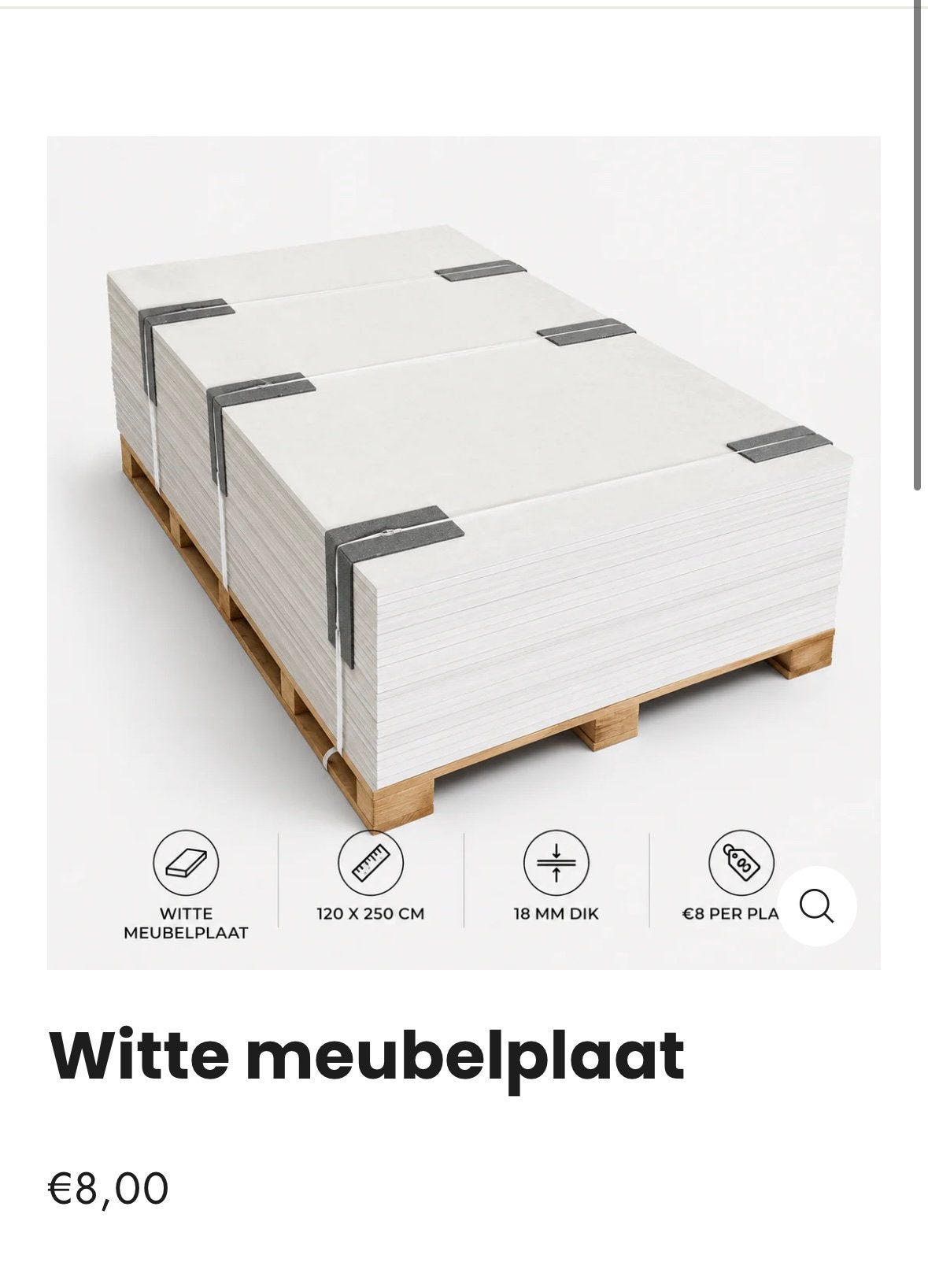 Witte meubekplaat nu €8 pst, Ophalen, Zo goed als nieuw