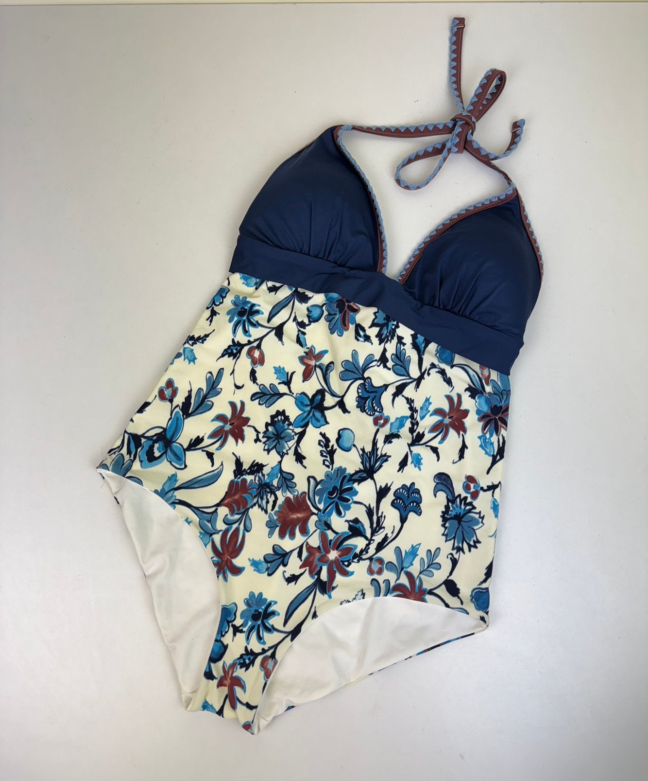 TWINSET Swimwear One piece swimsuit floral boho bohemian S, Kleding | Dames, Ophalen of Verzenden, Zo goed als nieuw, Blauw, Badpak