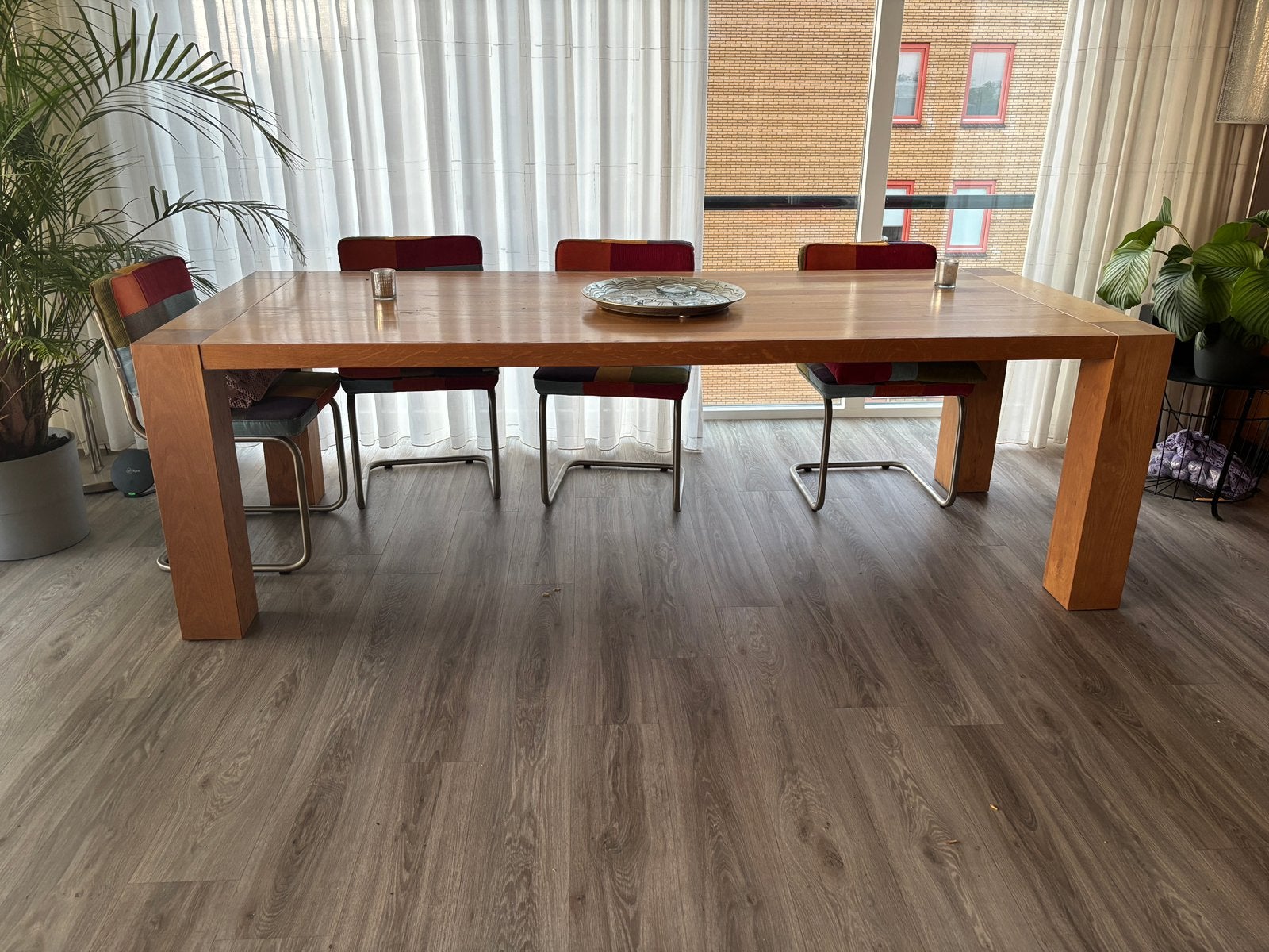 Eetkamer tafel Beuken, Huis en Inrichting, Complete eetkamers, Ophalen, Zo goed als nieuw, Stoere stevige tafel, 6 tot 8 stoelen
