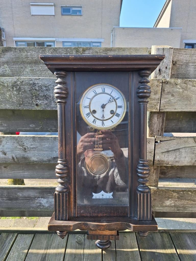 Klassieke Regulateur Wandklok - Precisie Uurwerk met Slinger, Ophalen