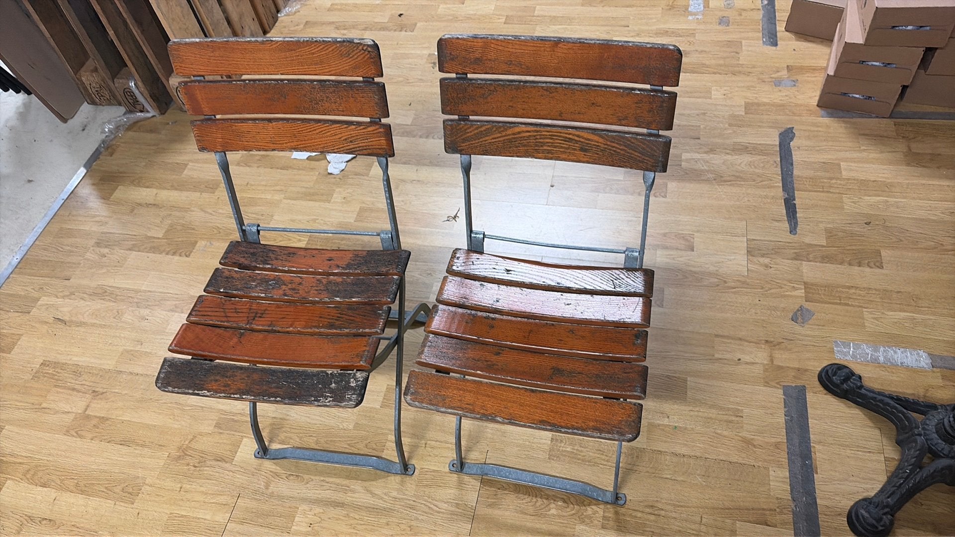 +- 55 stuks Plumecke Horeca Terras stoelen inklapbaar, Tuin en Terras, Tuinstoelen, Ophalen of Verzenden, Gebruikt, Hout, Inklapbaar