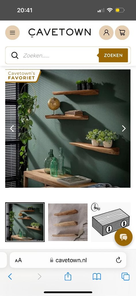 Wandplank hout Davis set van 3, Ophalen, Nieuw