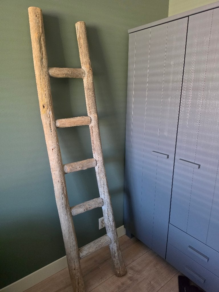 Houten ladder, Huis en Inrichting, Woonaccessoires | Overige, Ophalen, Hout, Grijs, Landelijk