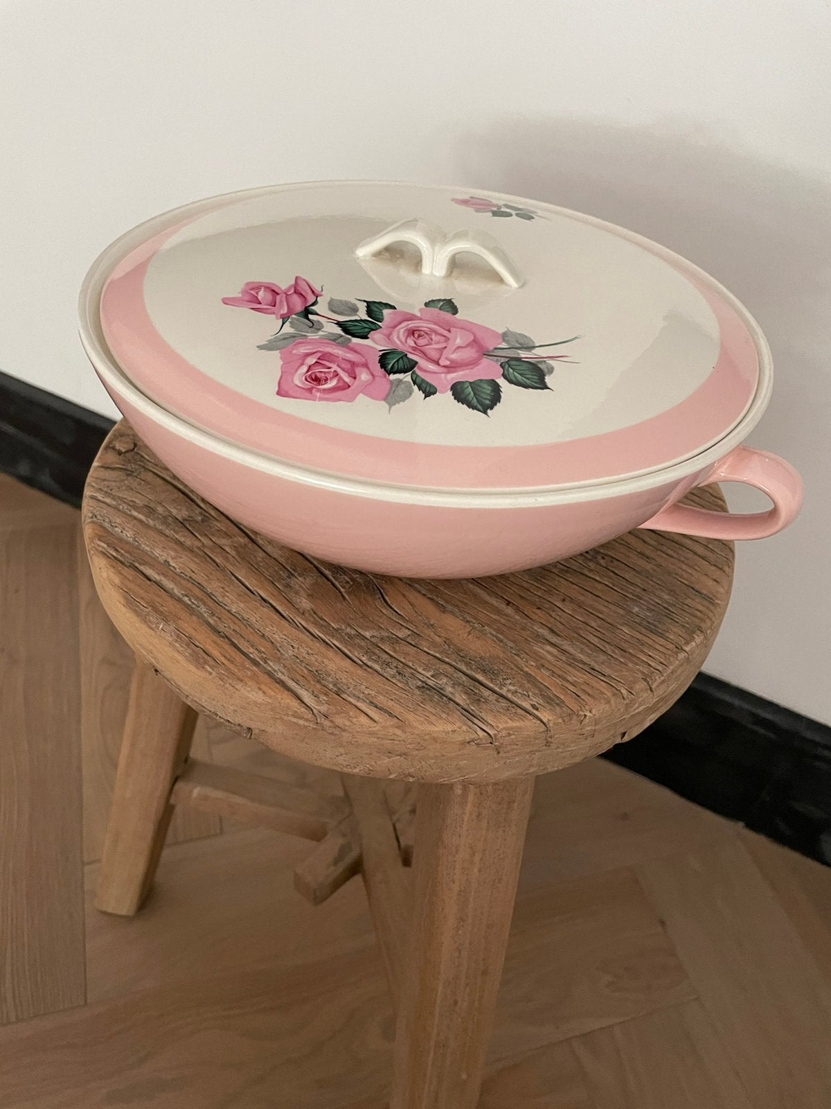 Dekschaal serveerschaal schaal roos rozen poederroze roze, Ophalen of Verzenden