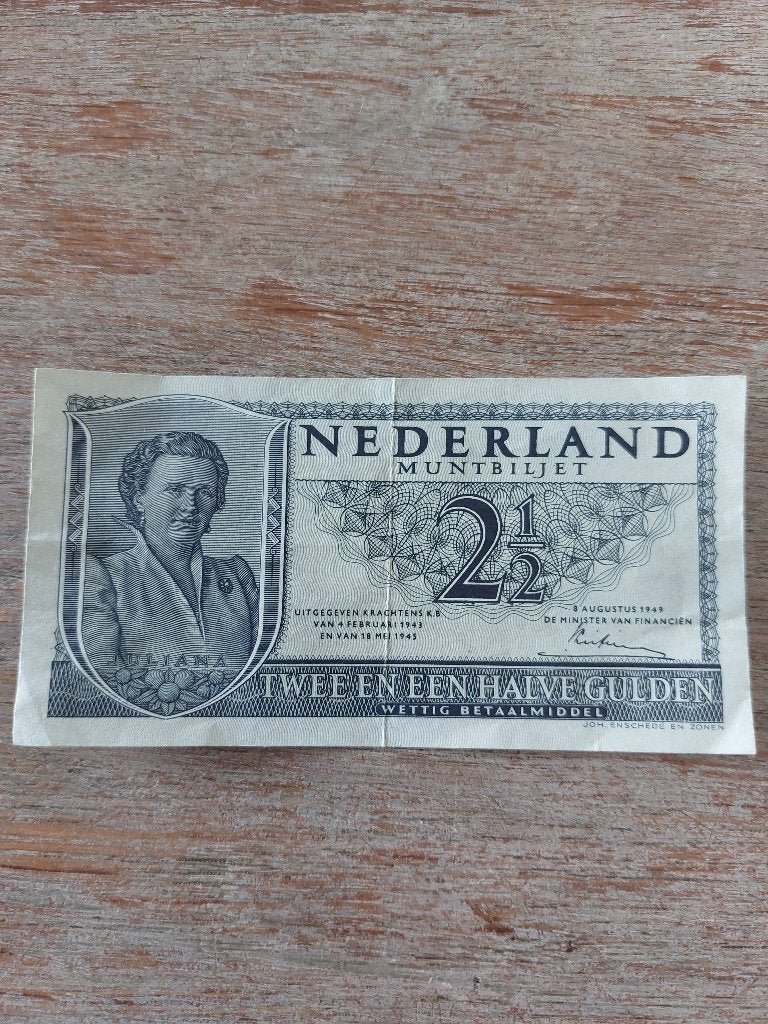 Briefje 2 1/2 gulden, Ophalen of Verzenden, 5 gulden, Los biljet