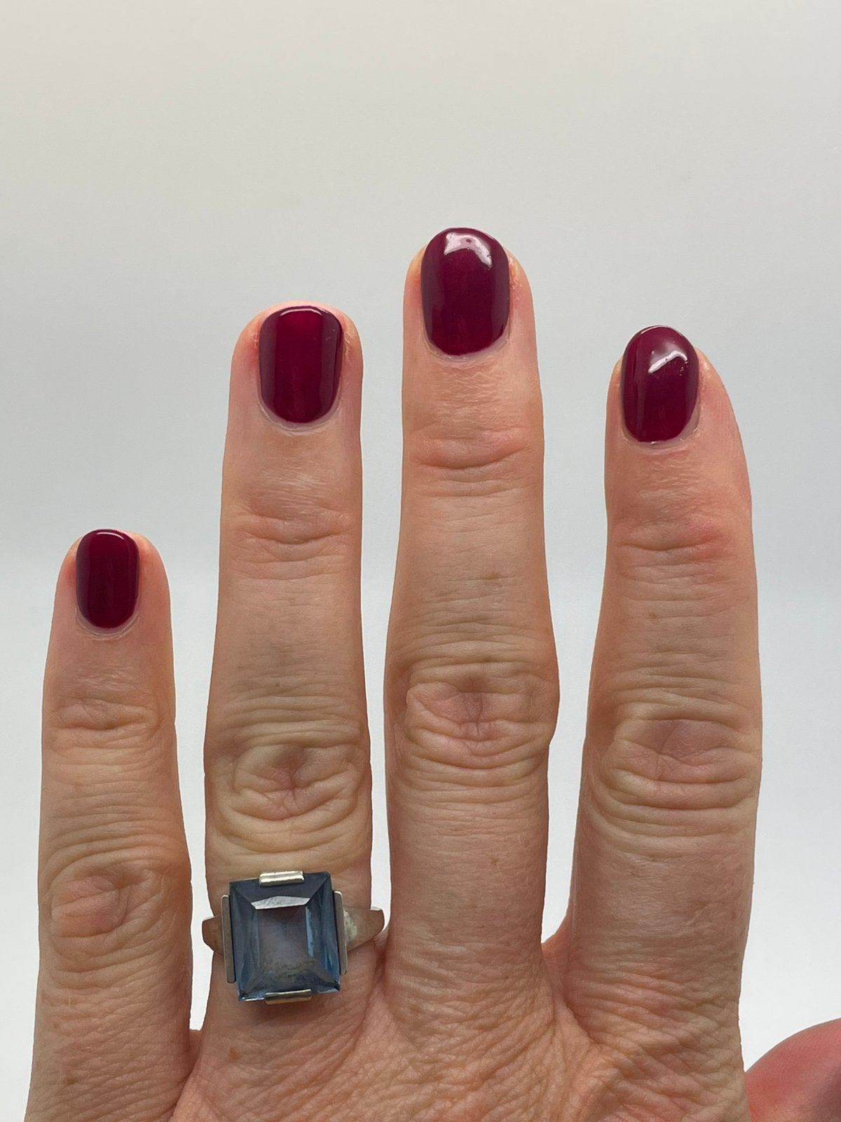 F758 Prachtige zilveren aquamarijn ring maat 17, Sieraden, Tassen en Uiterlijk, Antieke sieraden, Ophalen of Verzenden, Zilver