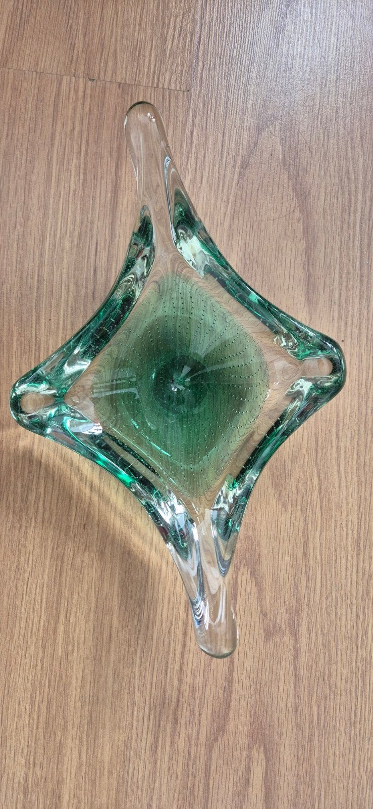 Vintage Murano glazen schaal/asbak - Groen, Ophalen of Verzenden