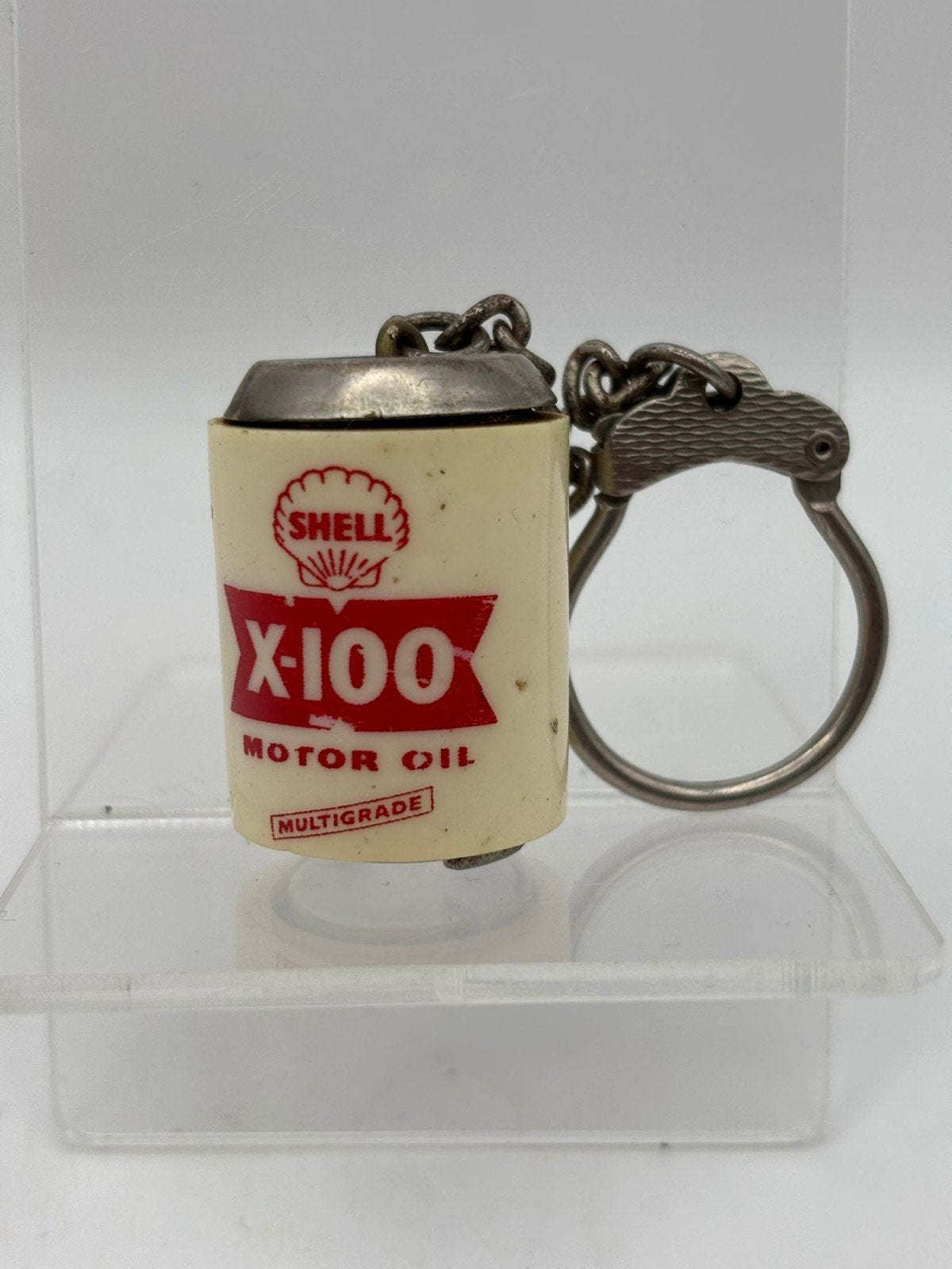 Vintage Shell X-100 Motor Oil batterijhouder Sleutelhanger, Ophalen of Verzenden, Merk