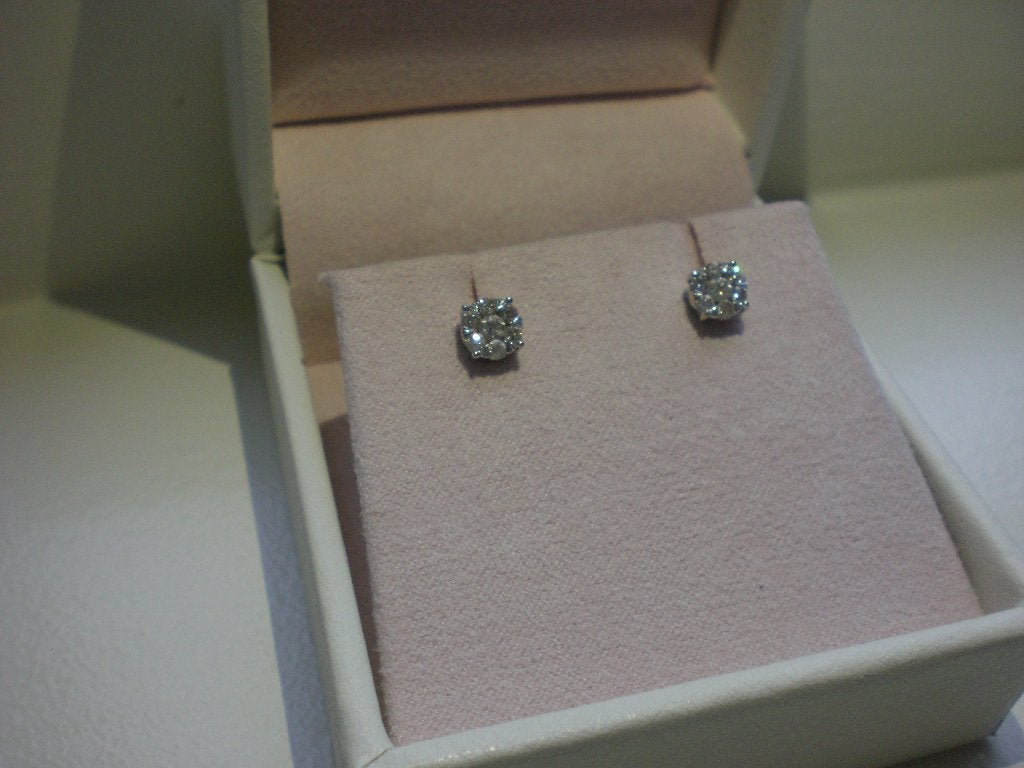 Witgouden Diamanten Oorbellen, Sieraden, Tassen en Uiterlijk, Oorbellen, Verzenden, Wit, Zo goed als nieuw, Met edelsteen
