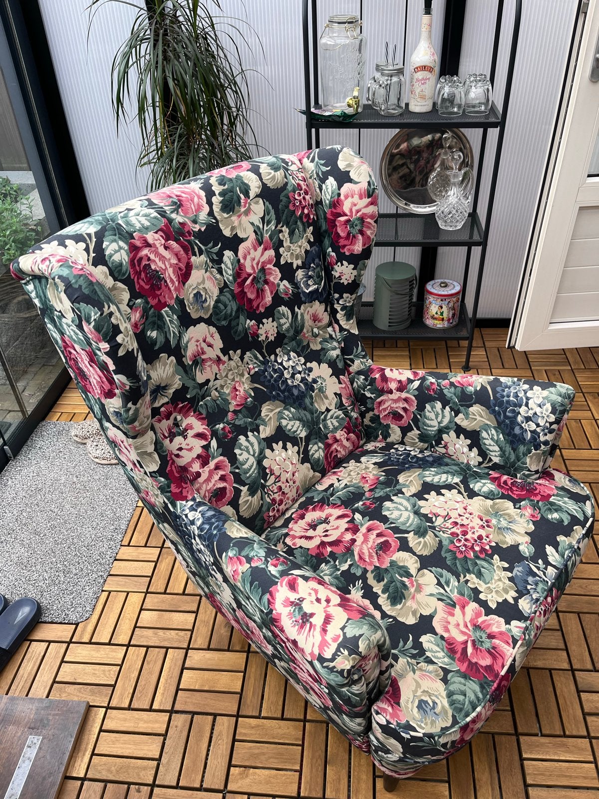 IKEA Strandmon Fauteuil - Bloemenprint, Goede Staat, Ophalen, Gebruikt, Stof, 75 tot 100 cm