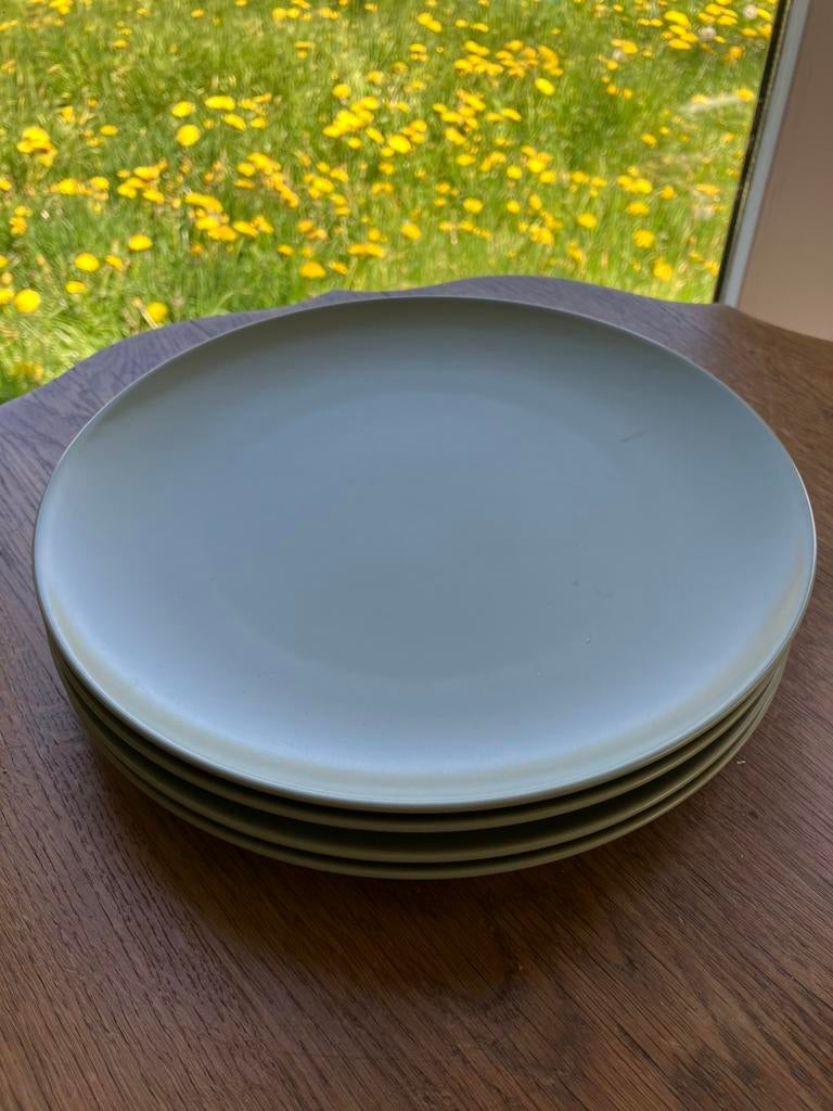 4 Ikea dinerborden mat olijfgroen, Ophalen, Zo goed als nieuw, Bord(en), Effen