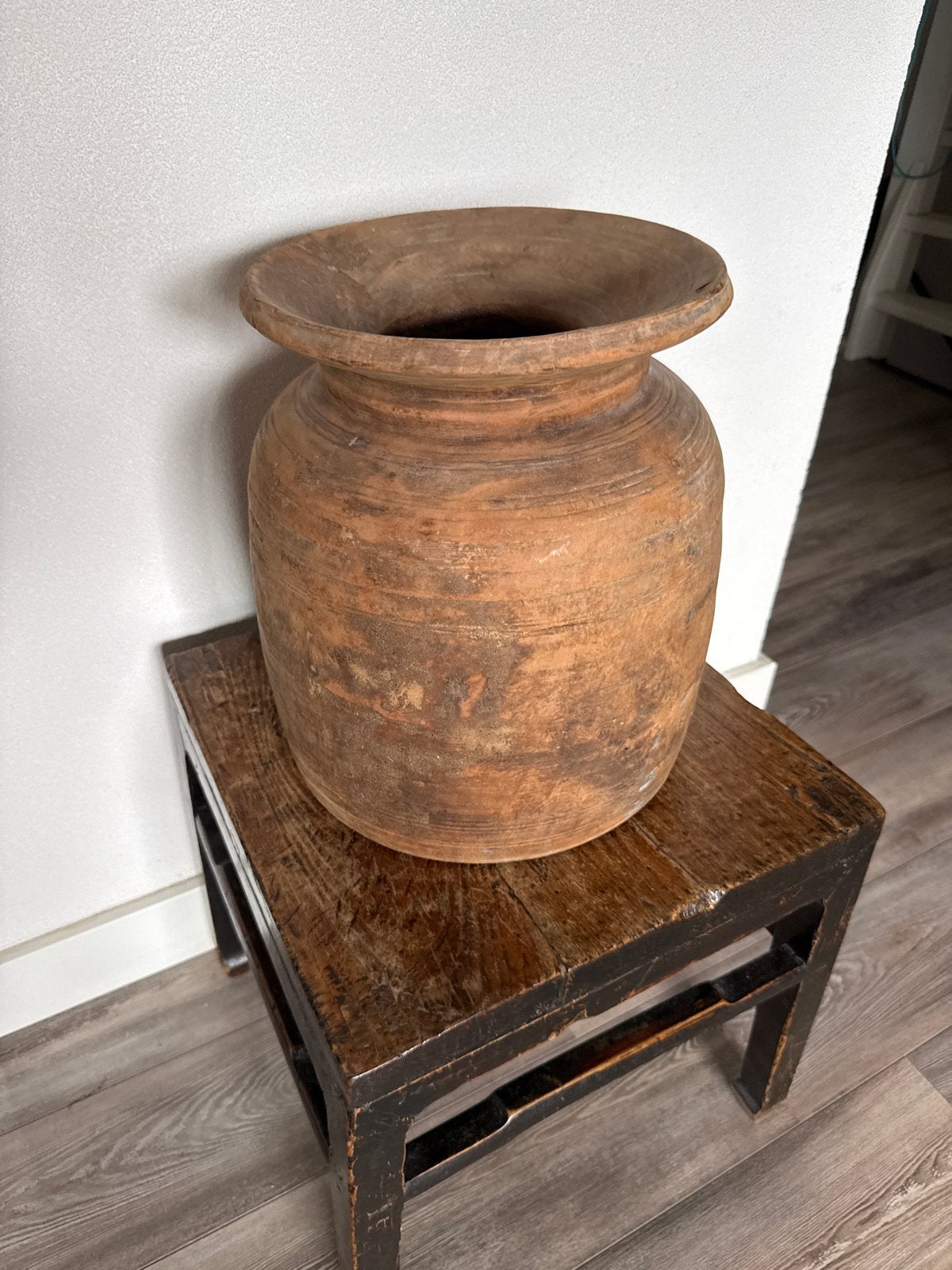 Antieke XXL houten pot / kruik- Decoratieve vaas, Antiek en Kunst, Ophalen
