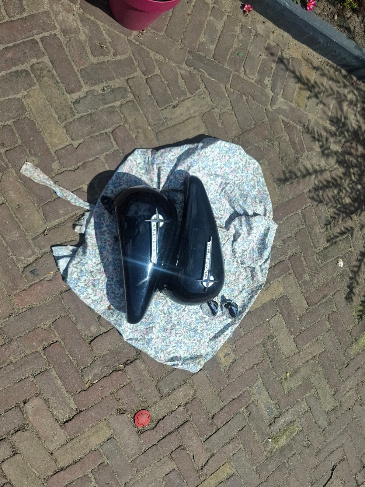 Harley-Davidson tankhelften (Evo?) met emblemen, Motoren, Onderdelen | Honda, Ophalen of Verzenden, Gebruikt