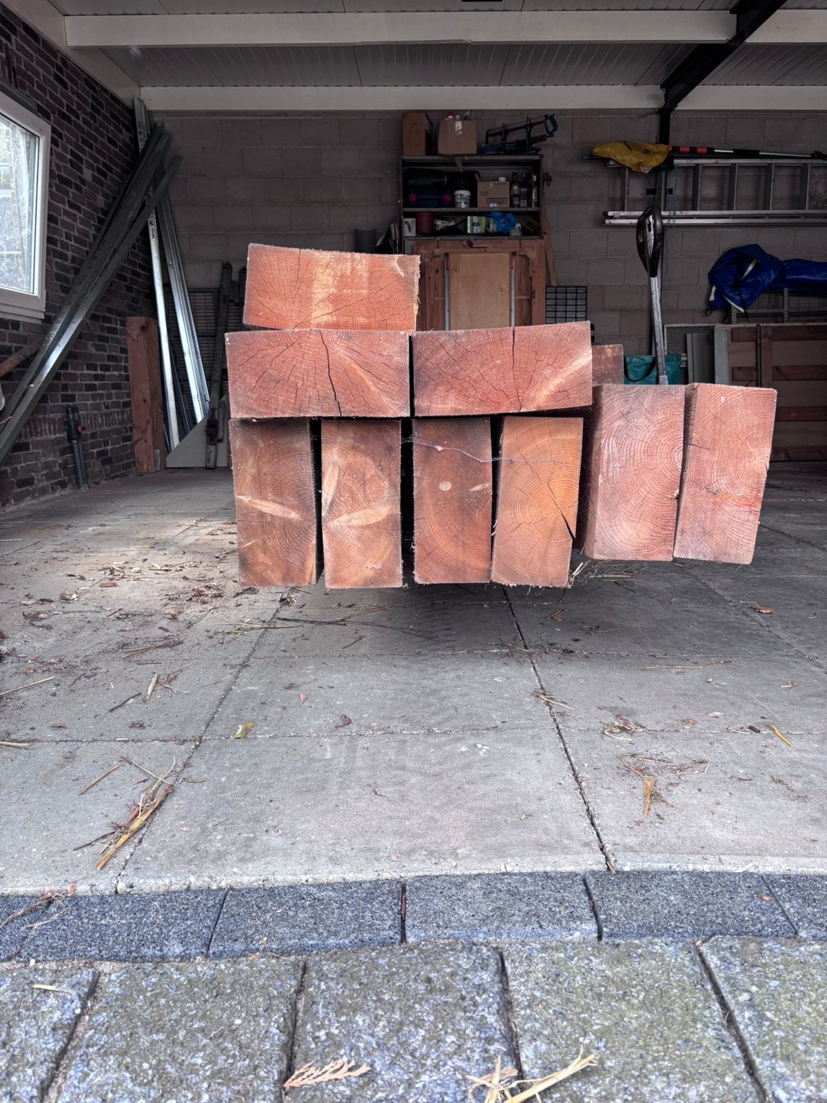 Grote balken, kopmaat 13,5x29cm., Doe-het-zelf en Verbouw, Hout en Planken, Ophalen, Gebruikt, Balk, Vuren