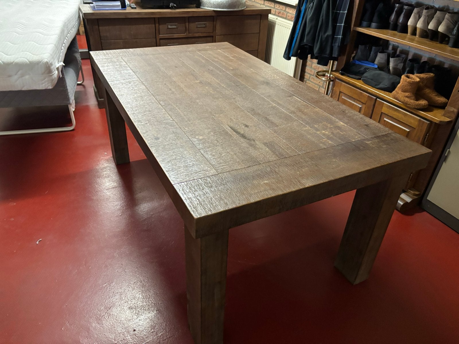 Robuuste houten eettafel 180x100cm, Gebruikt, 100 tot 150 cm, Ophalen of Verzenden, H