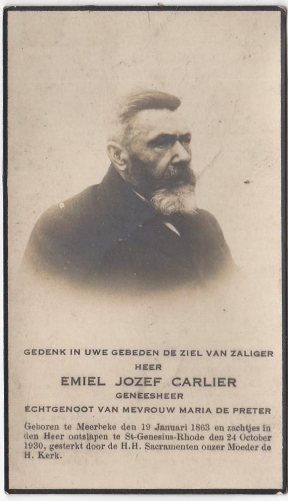 Emiel Jozef Carlier 1863 Meerbeke + 1930 St. Genesins Rhode, Verzenden
