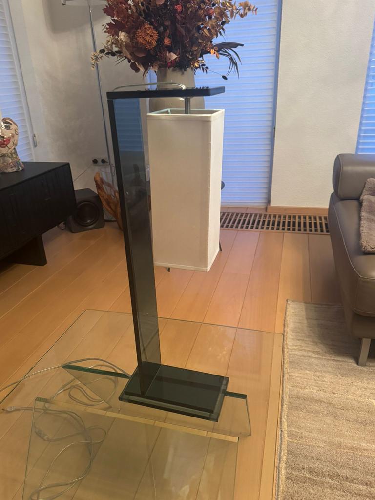 Helderr Glazen lamp met Stoffen Kap, Ophalen, Zo goed als nieuw, Glas, Minder dan 100 cm