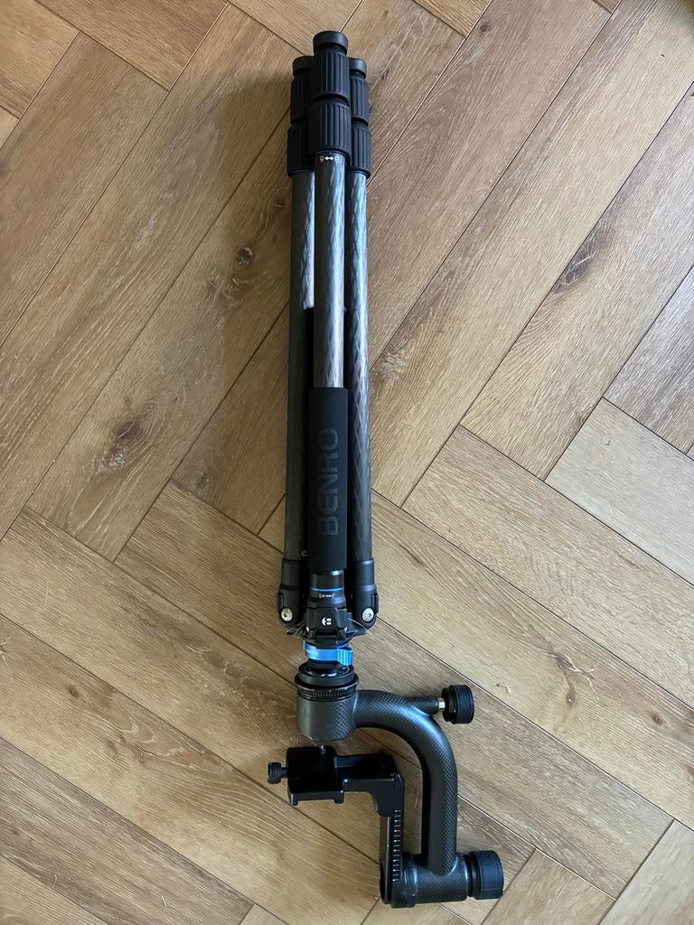 Benro Carbon Statief met Gimbal Head - Zo goed als nieuw, Zo goed als nieuw, 150 tot 175 cm, Met balhoofd, Ophalen of Verzenden