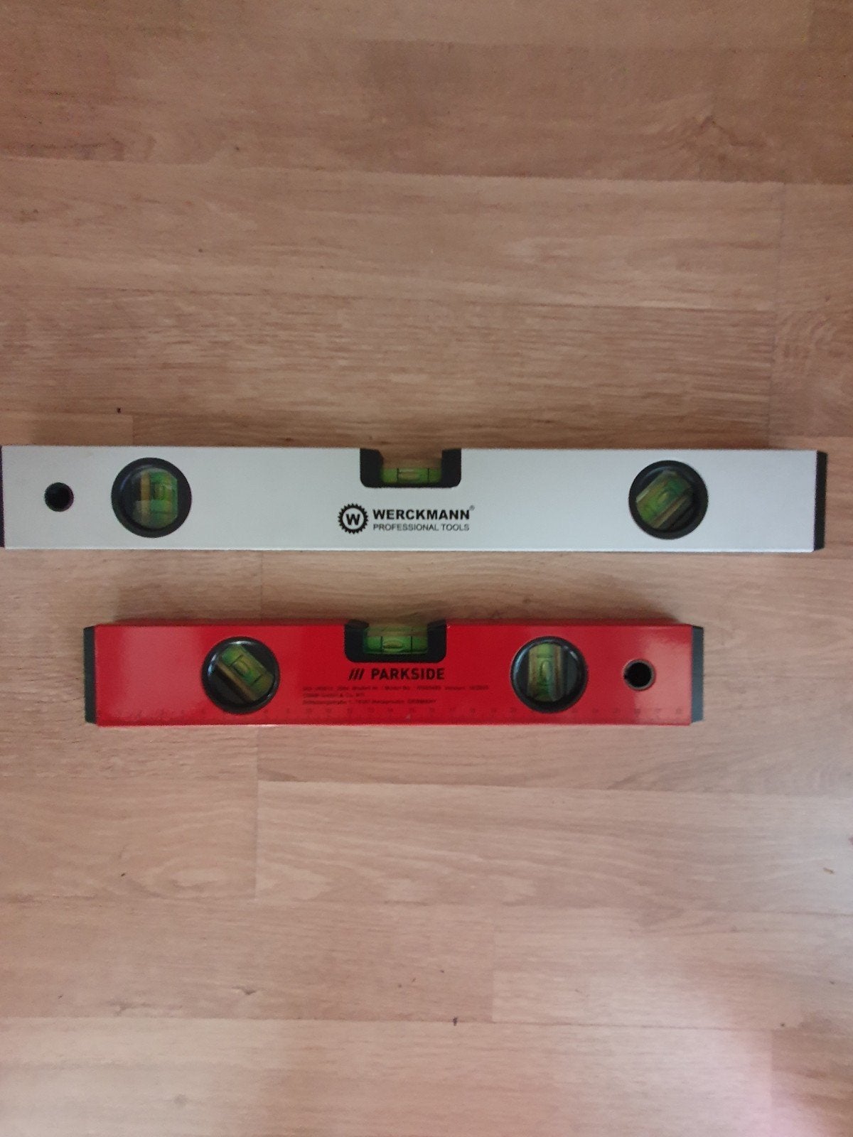 Waterpassen set: Werckmann en Parkside, Ophalen, Gebruikt, Waterpas, Parkside