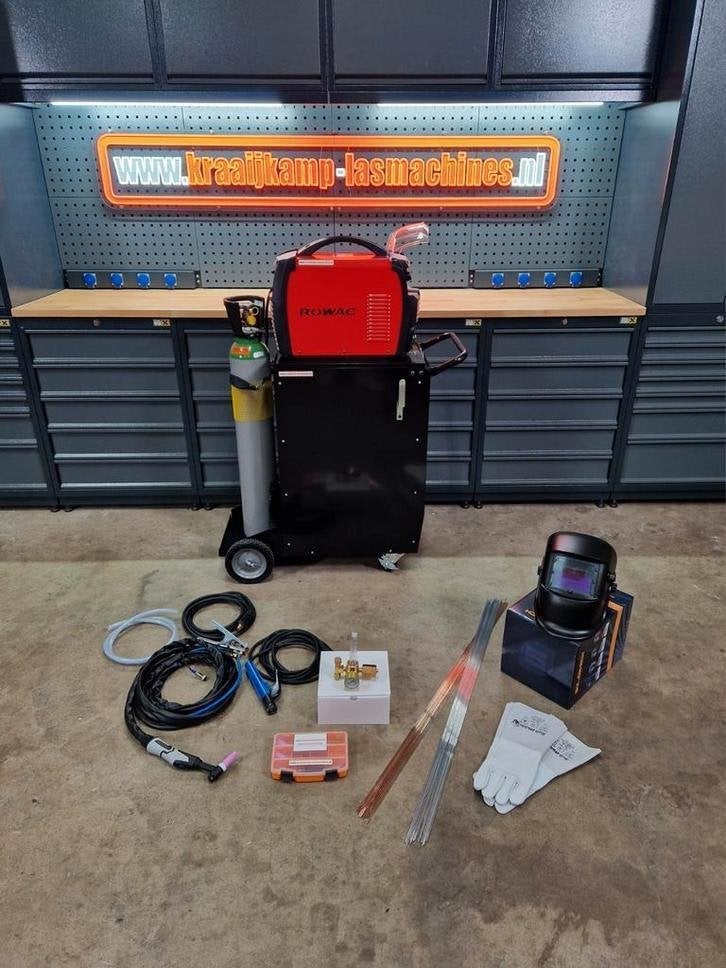 complete set! Rowac TIG 200P AC/DC laswagen groot ladenblok, Rowac, Nobelweg 5, 6669 MV Dodewaard, Info@kraaijkamp-lasmachines.nl