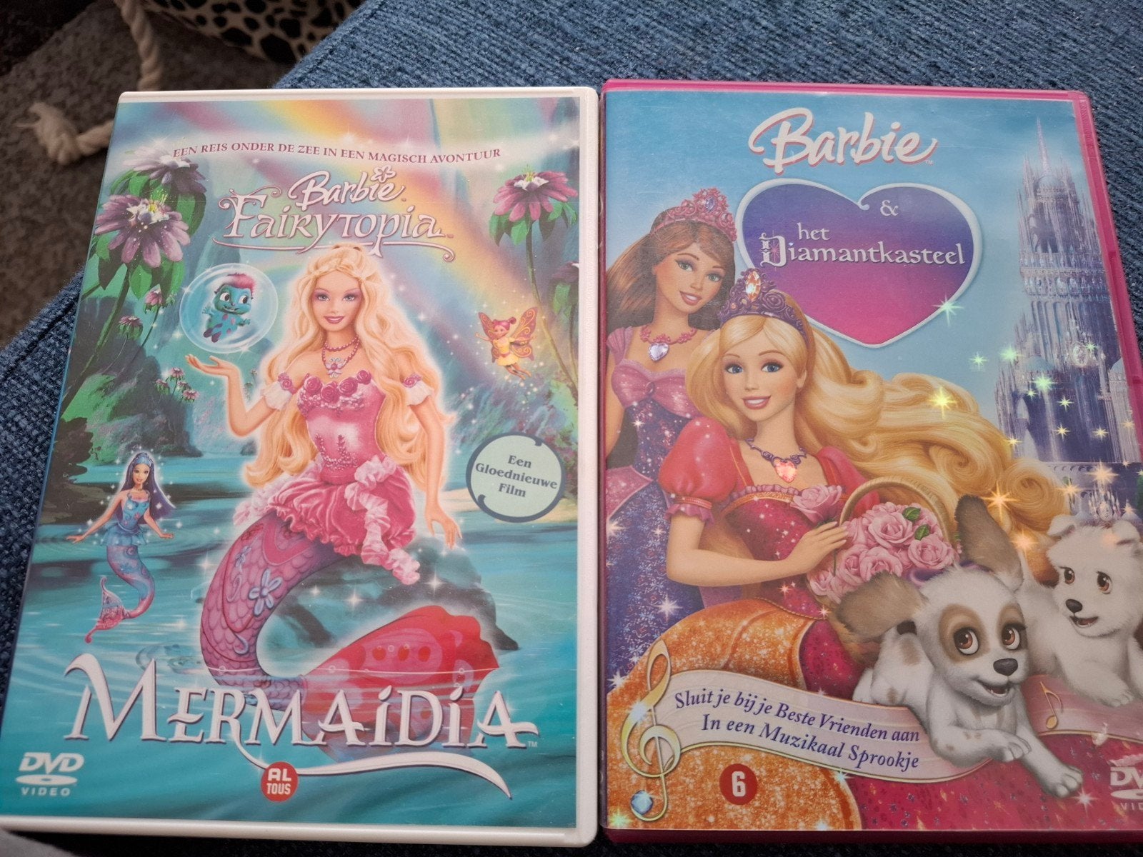 Barbie DVD's: Fairytopia Mermaidia & Het Diamantkasteel, Cd's en Dvd's, Gebruikt, Alle leeftijden, Familie, Film