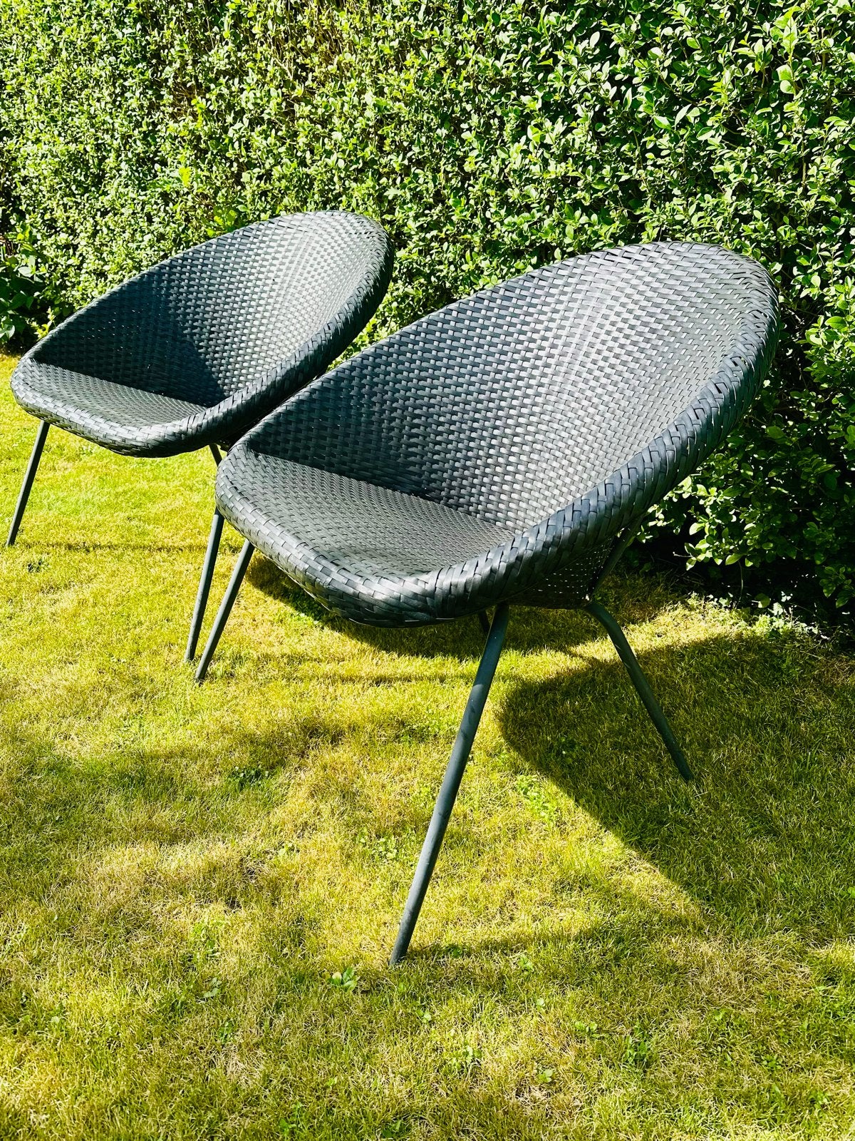 Zwarte loungestoelen, Ophalen, Zo goed als nieuw, Wicker