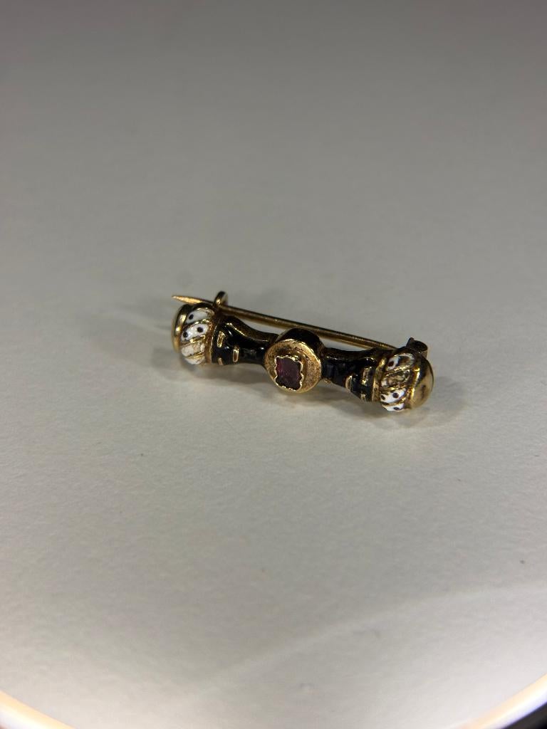 Antieke broche (rouwbroche, victoriaans), Ophalen of Verzenden, Overige materialen, Broche