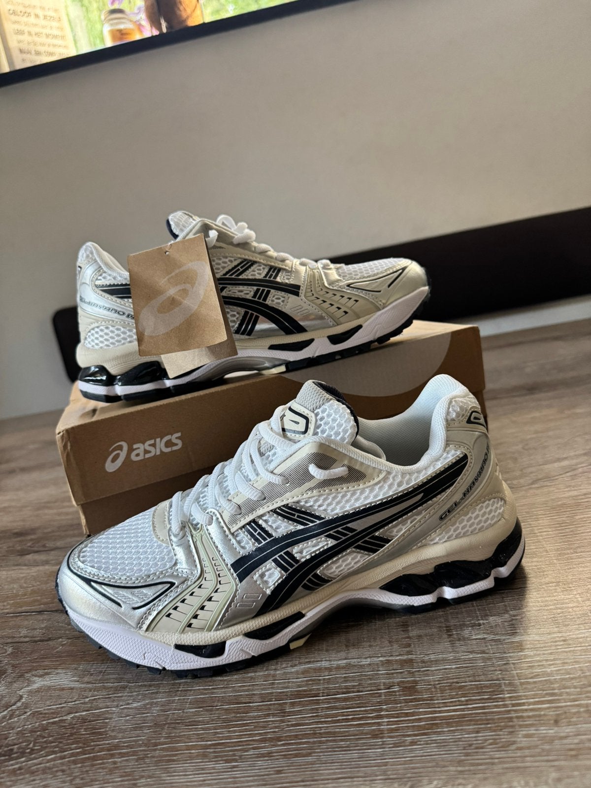 Asics gel kyano 14 white midnight || MAAT 42 || NIEUW ||, Verzenden, Wit, Nieuw, Sneakers of Gympen