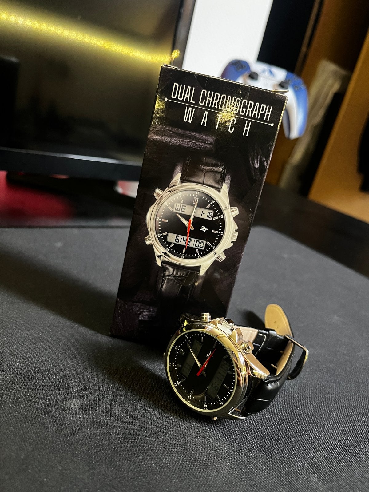 Stijlvolle Dubbele Chronograph Horloge - Nieuw in doos, Ophalen of Verzenden, Staal, Polshorloge, Overige merken