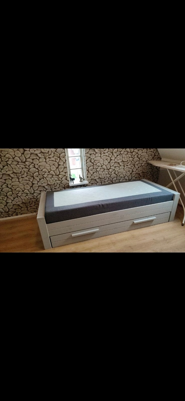 Eenpersoonsbed met lades - Grijs, Ophalen, Gebruikt, 90 cm, Eenpersoons
