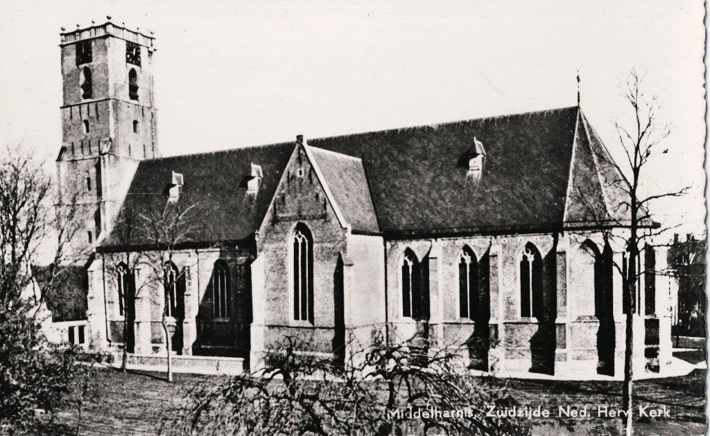 Middelharnis – Zuidzijde Ned. Herv. Kerk., Ophalen of Verzenden, 1960 tot 1980, Ongelopen, Zuid-Holland