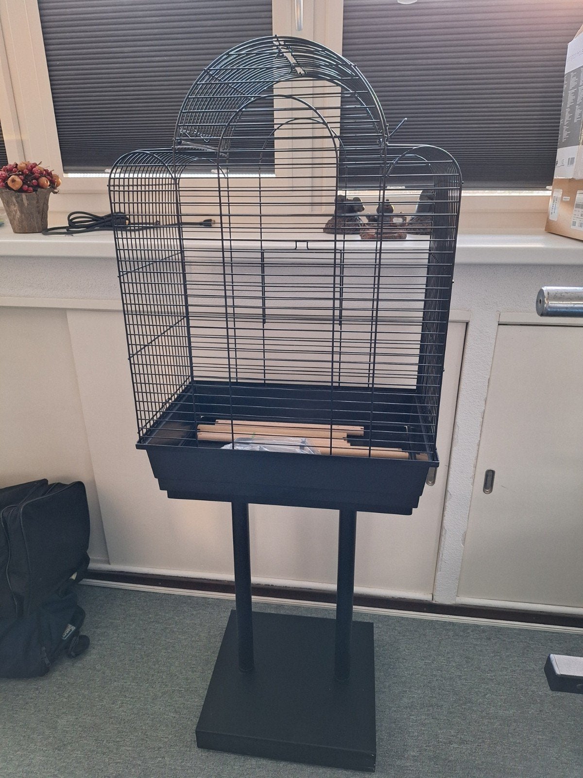 Vogelkooi (Big Sonia) met standaard (Jason (L))  (zwart), Ophalen, Metaal, Vogelkooi