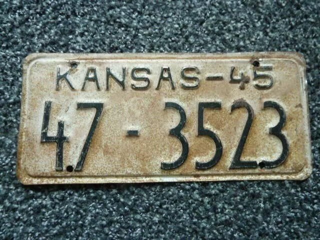 Kentekenplaat Licenseplate Kansas 1945 USA, Verzenden, Gebruikt, Auto's
