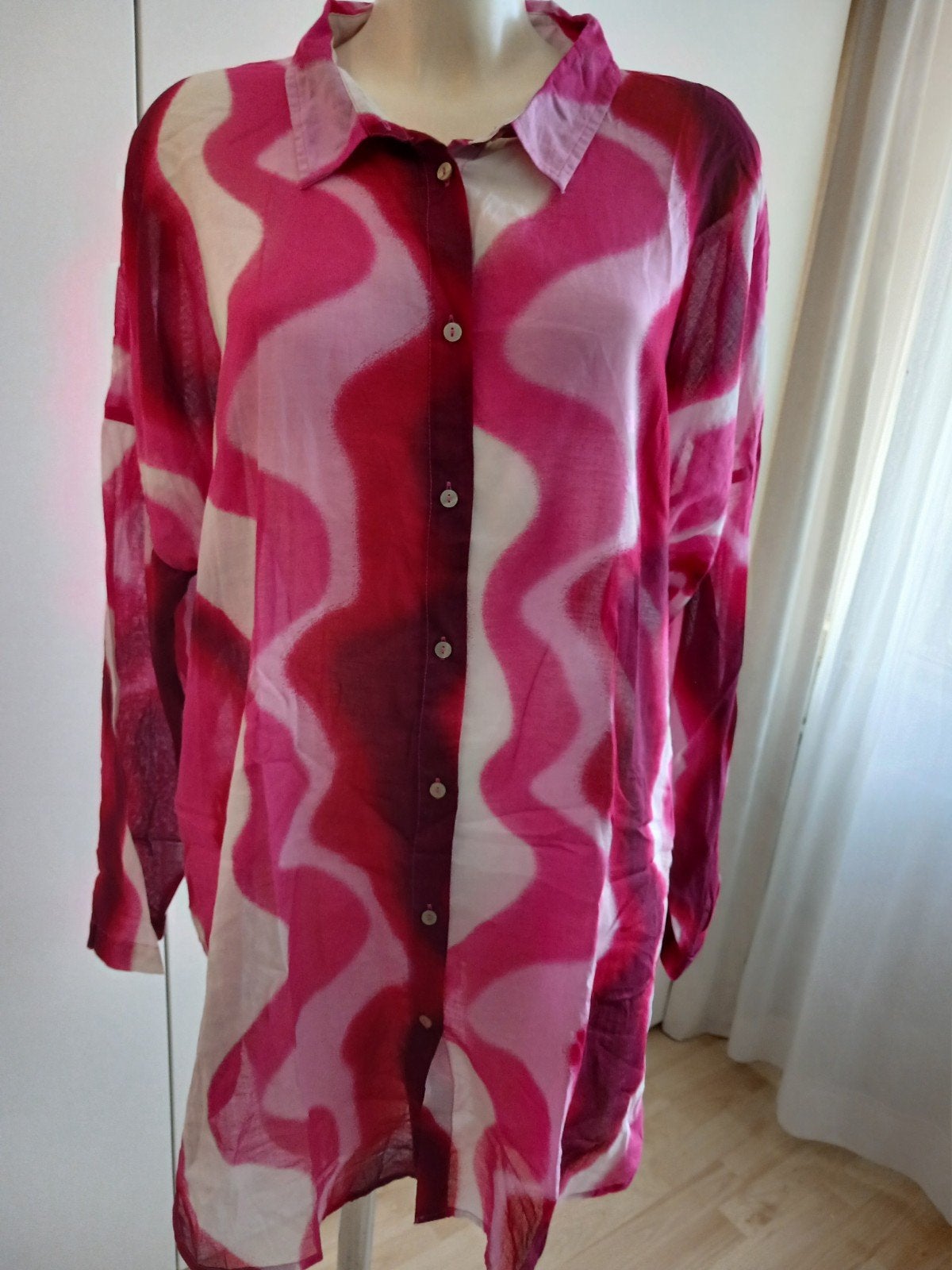 Roze/wit blouse., Kleding | Dames, Maat 46/48 (XL) of groter, Ophalen of Verzenden, Roze, Onbekend