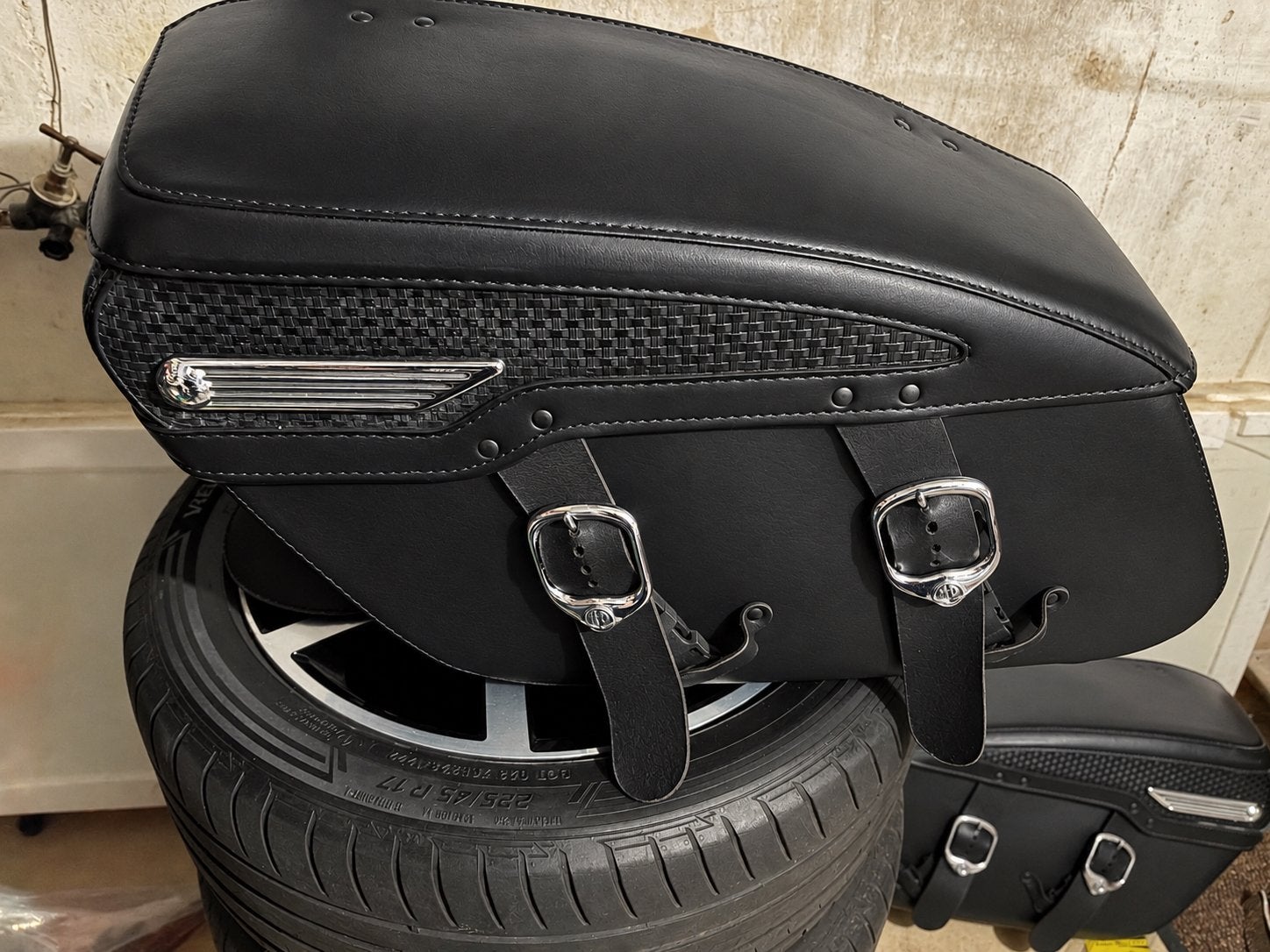 Te koop leren koffer set voor een harley  roadking, Motoren, Ophalen of Verzenden, Gebruikt