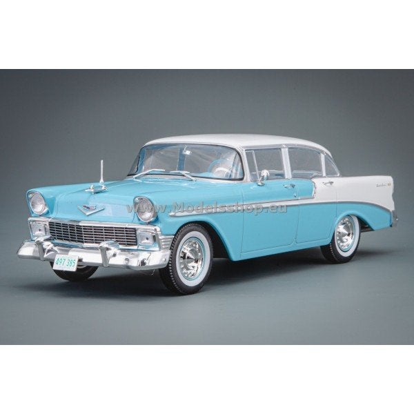 Chevrolet Bel Air Hardtop 1956 Blauw Modelauto 1/24 Whitebox, Overige merken, Whitebox, Auto, Nieuw