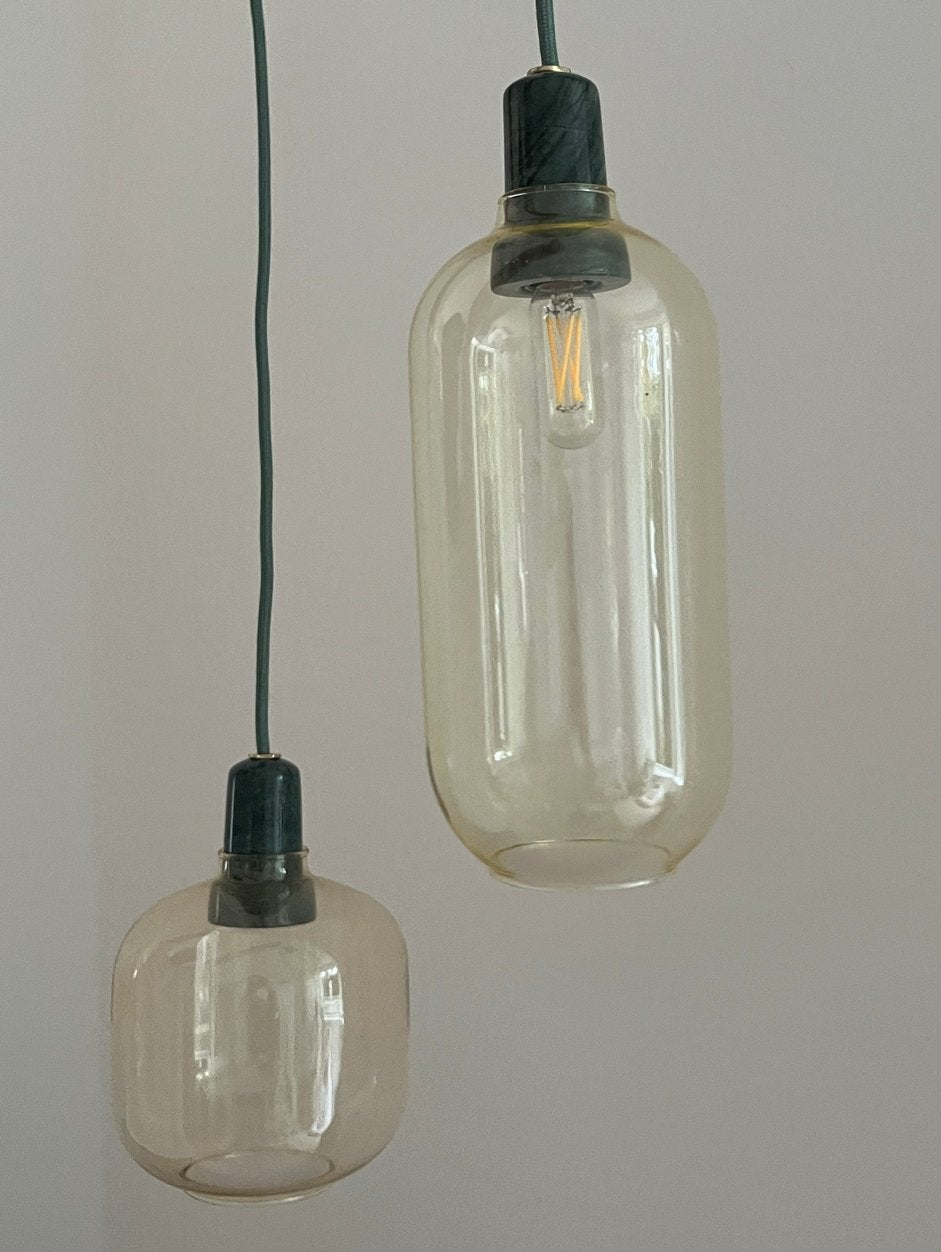 Normann Copenhagen Amp Hanging Lamp S + L Green Marble, Ophalen, Gebruikt, Glas, E27 (groot)