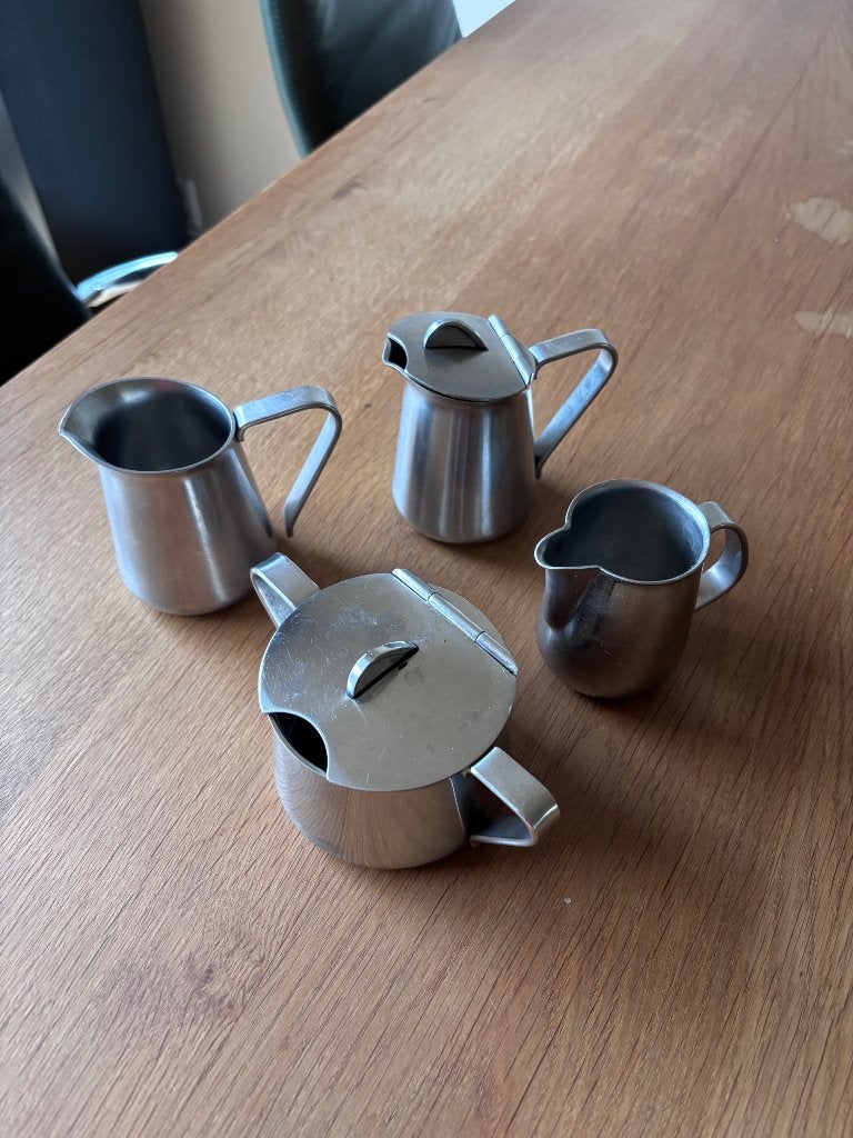Alessi vintage room kannetjes en suikerpotje, Overige materialen, Gebruikt, Overige typen, Ophalen of Verzenden