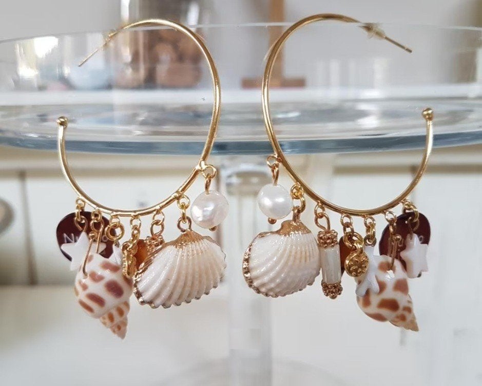 Bohemian Ibiza Hoops / Creolen met bedeltjes, Overige materialen, Hangers, Verzenden, Nieuw