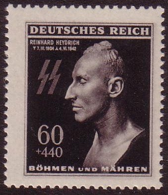Zegel met SS Reichsprotektor "Heydrich" uit 1943 (131), Ophalen of Verzenden, Overige soorten, Duitsland, Foto of Poster