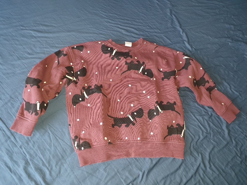 Hema trui / sweater bordeaux takkie motief mt 122/128 ZGAN, Kinderen en Baby's, Jongen of Meisje, Trui of Vest, Ophalen of Verzenden